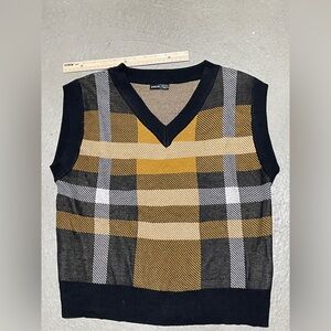 Black & yellow plaid sweater vest